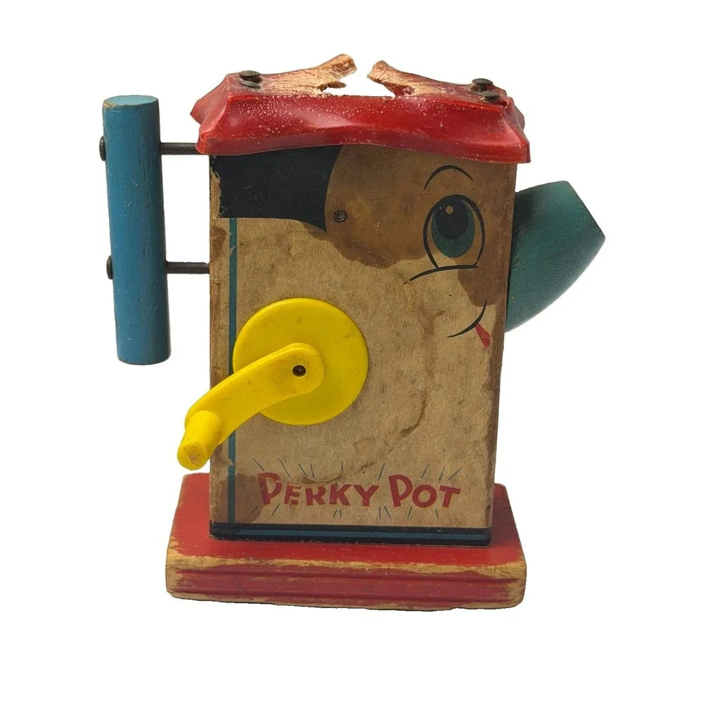 Fisher Price Wooden / Vintage Plastic Perky Pot Toy *Read*